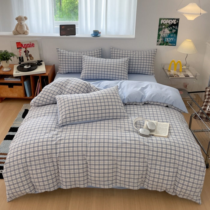 ab家纺 2025新款40支色织a类全棉水洗棉四件套 芷安蓝