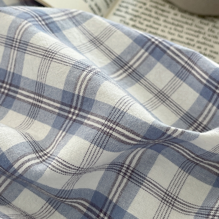 91家纺网 家纺一手货源 找家纺 ab家纺 2025新款40支色织a类全棉水洗棉四件套 芷安蓝