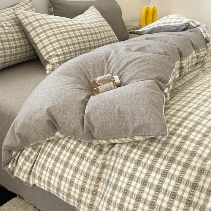 91家纺网 家纺一手货源 找家纺 ab家纺 2025新款40支色织a类全棉水洗棉四件套 芷安绿