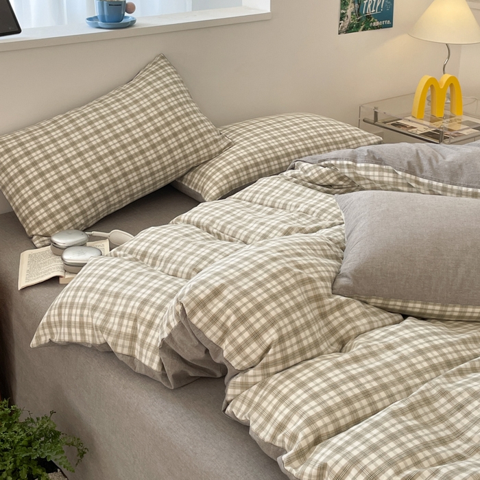 91家纺网 家纺一手货源 找家纺 ab家纺 2025新款40支色织a类全棉水洗棉四件套 芷安绿