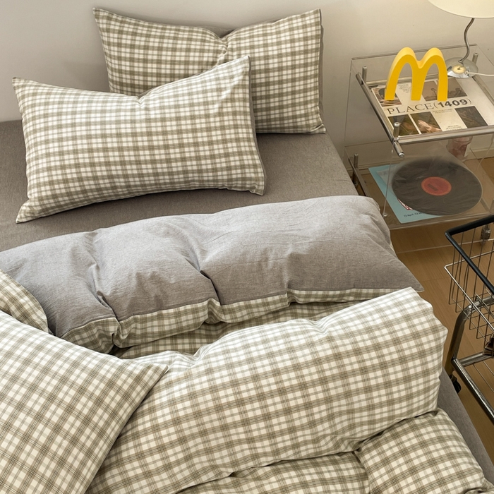 91家纺网 家纺一手货源 找家纺 ab家纺 2025新款40支色织a类全棉水洗棉四件套 芷安绿