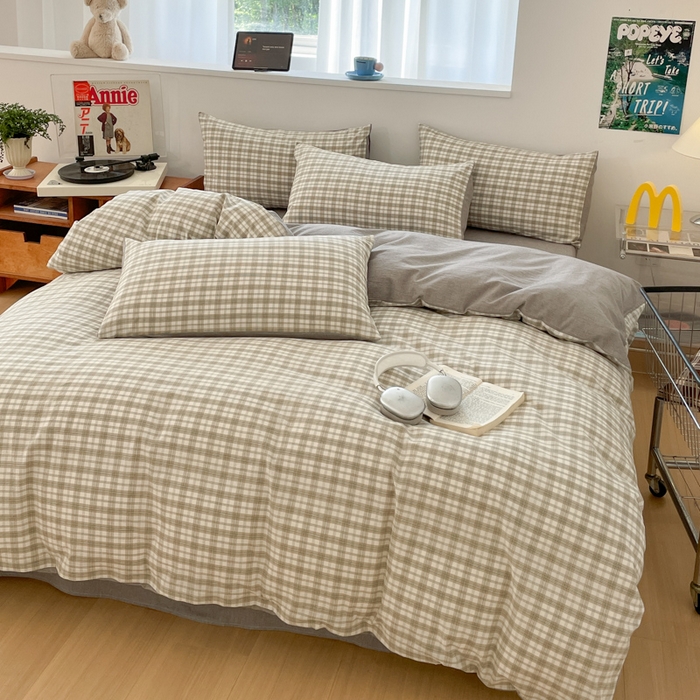 91家纺网 家纺一手货源 找家纺 ab家纺 2025新款40支色织a类全棉水洗棉四件套 芷安绿