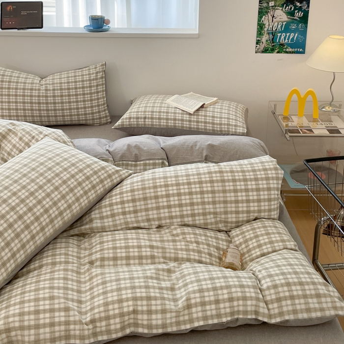 91家纺网 家纺一手货源 找家纺 ab家纺 2025新款40支色织a类全棉水洗棉四件套 芷安绿