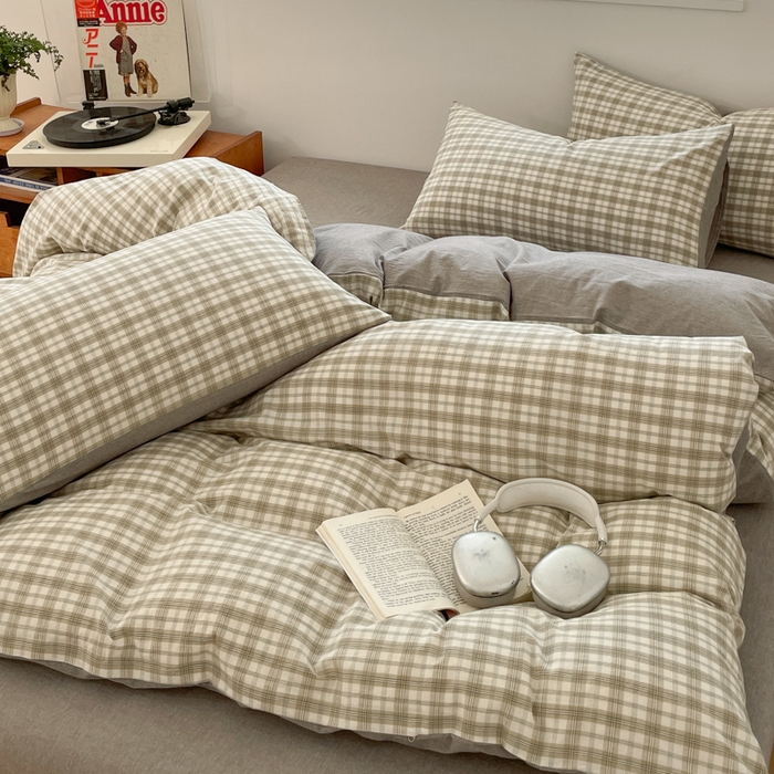 91家纺网 家纺一手货源 找家纺 ab家纺 2025新款40支色织a类全棉水洗棉四件套 芷安绿