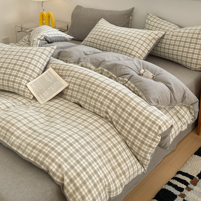 91家纺网 家纺一手货源 找家纺 ab家纺 2025新款40支色织a类全棉水洗棉四件套 芷安绿