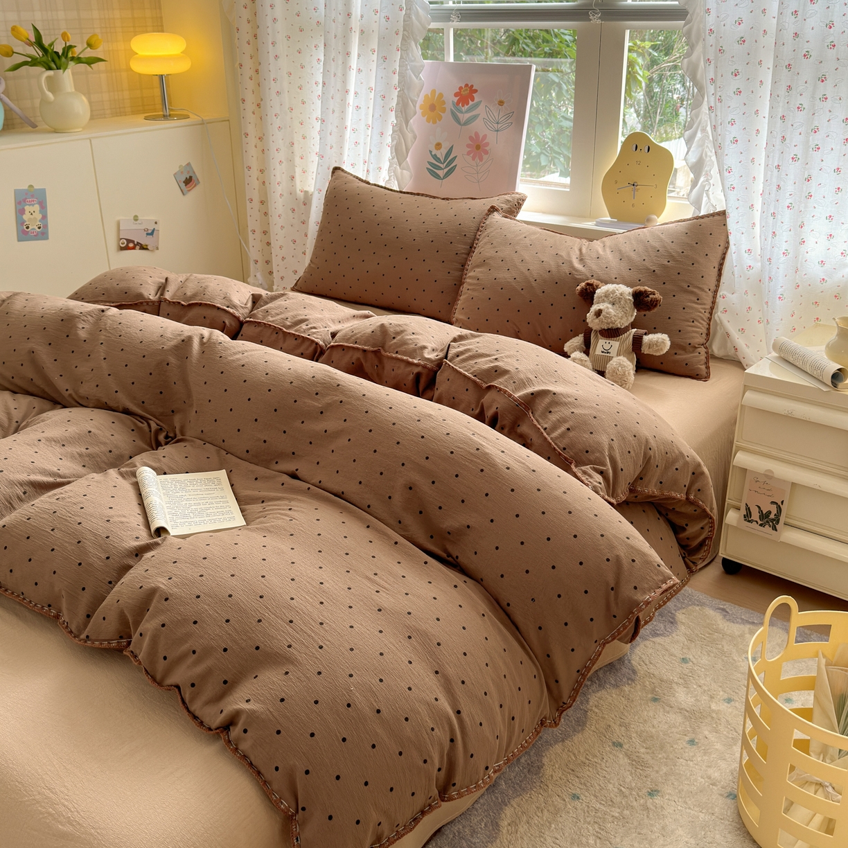 91家纺网 家纺一手货源 找家纺 （总）喜颜 2025新款云感提花双层纱爆款贝壳边四件套