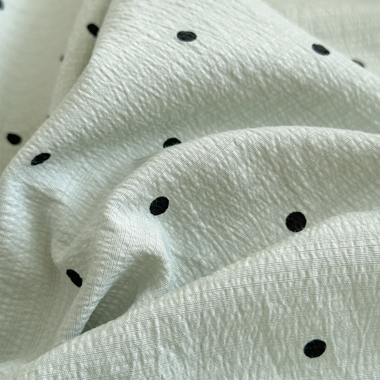 91家纺网 家纺一手货源 找家纺 喜颜 2025新款云感提花双层纱爆款贝壳边四件套 贝壳边-波点蓝