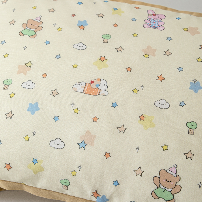 91家纺网 家纺一手货源 找家纺 （总）大熊枕芯 2025新款全棉双层纱儿童荞麦枕 羽丝绒枕