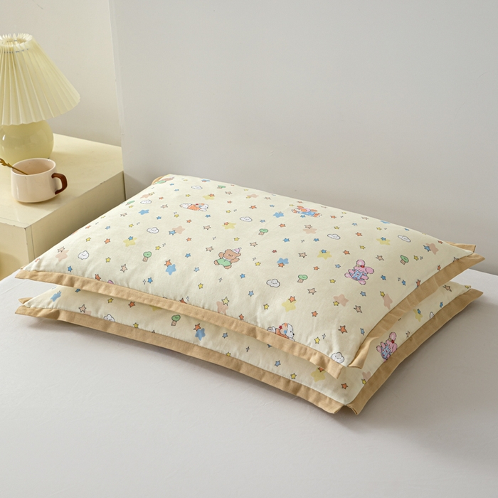 （总）大熊枕芯 2025新款全棉双层纱儿童荞麦枕 羽丝绒枕