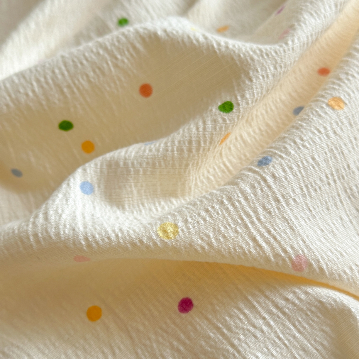 91家纺网 家纺一手货源 找家纺 喜颜 2025新款云感提花双层纱爆款贝壳边四件套 贝壳边-波点炫彩