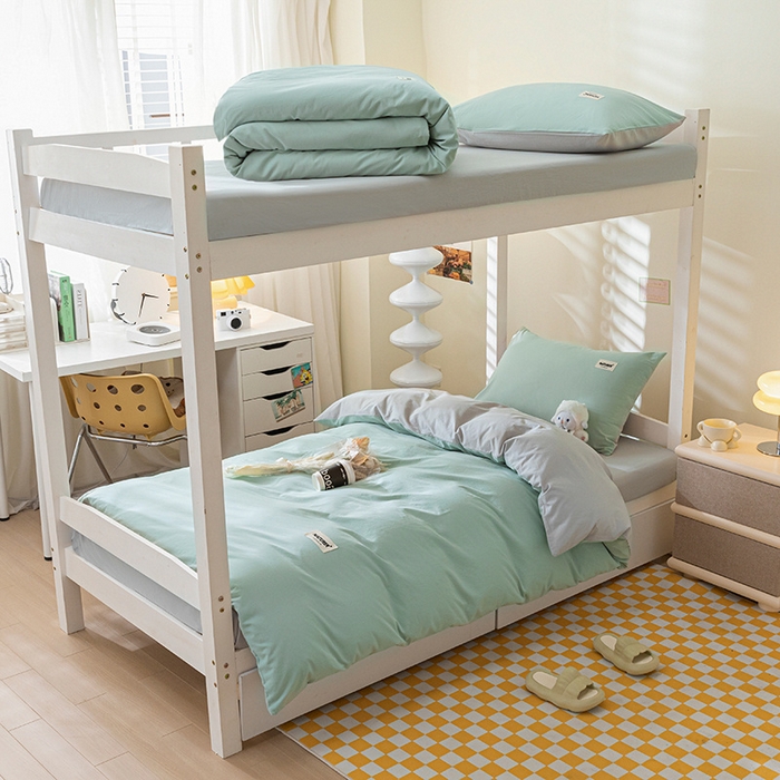 91家纺网 家纺一手货源 找家纺 佳汐蓝家纺 2025新款A类全棉水洗棉学生三件套 贴标-梵星蓝+山灰