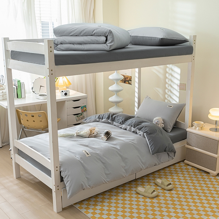 91家纺网 家纺一手货源 找家纺 佳汐蓝家纺 2025新款A类全棉水洗棉学生三件套 贴标-山灰+中灰