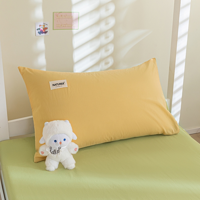 91家纺网 家纺一手货源 找家纺 佳汐蓝家纺 2025新款A类全棉水洗棉学生三件套 贴标-初黄+果绿