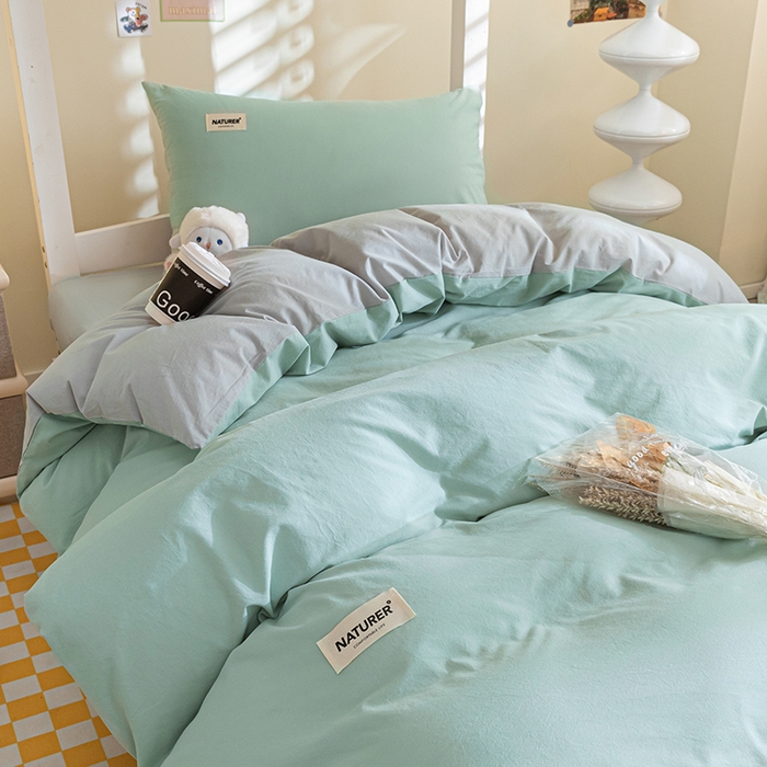 91家纺网 家纺一手货源 找家纺 佳汐蓝家纺 2025新款A类全棉水洗棉学生三件套 贴标-梵星蓝+山灰