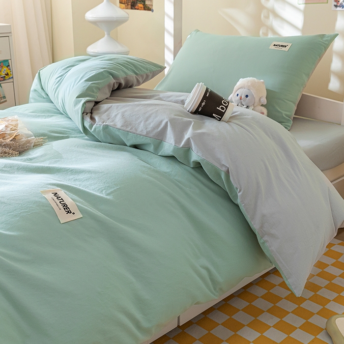 91家纺网 家纺一手货源 找家纺 佳汐蓝家纺 2025新款A类全棉水洗棉学生三件套 贴标-梵星蓝+山灰