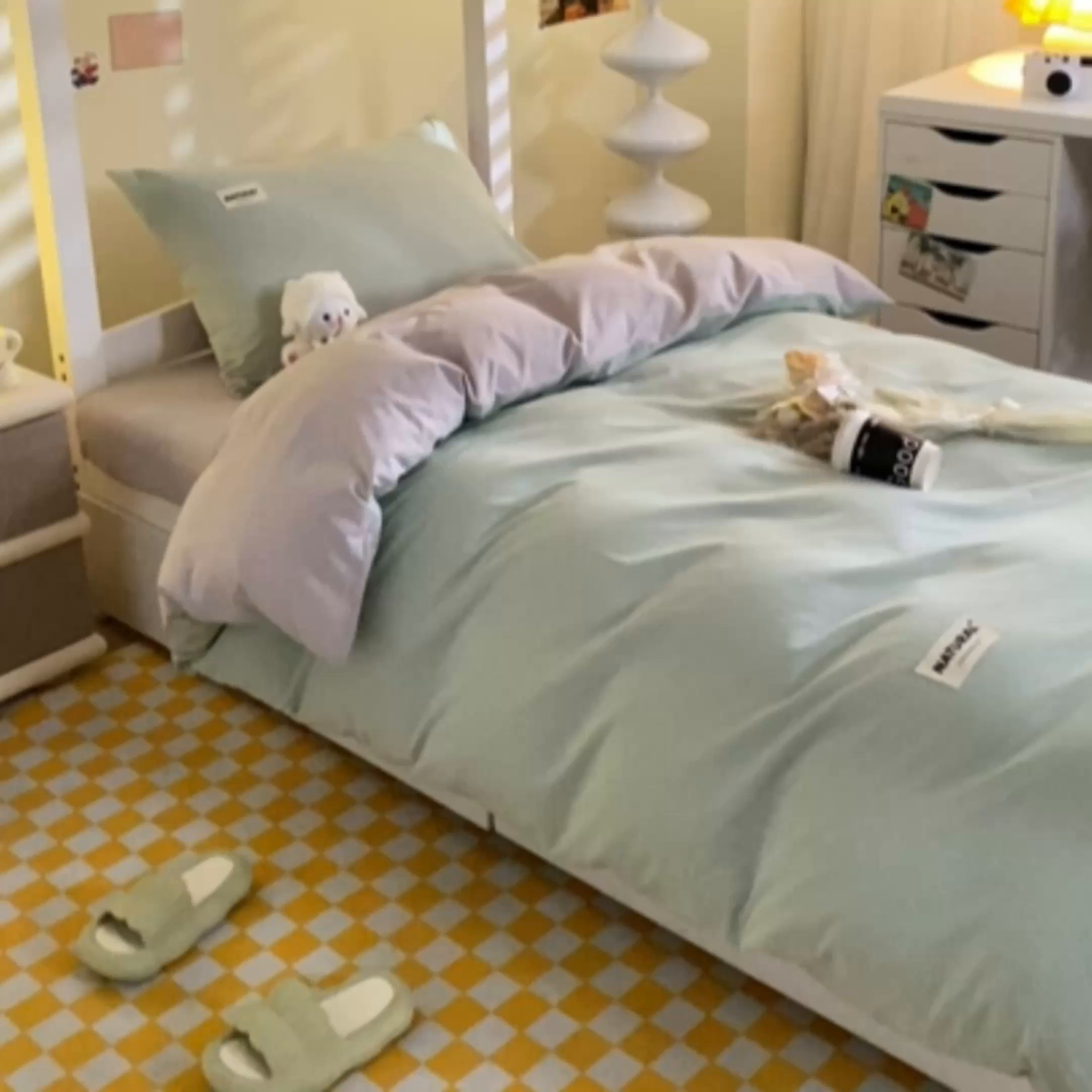 91家纺网 家纺一手货源 找家纺 佳汐蓝家纺 2025新款A类全棉水洗棉学生三件套 贴标-梵星蓝+山灰