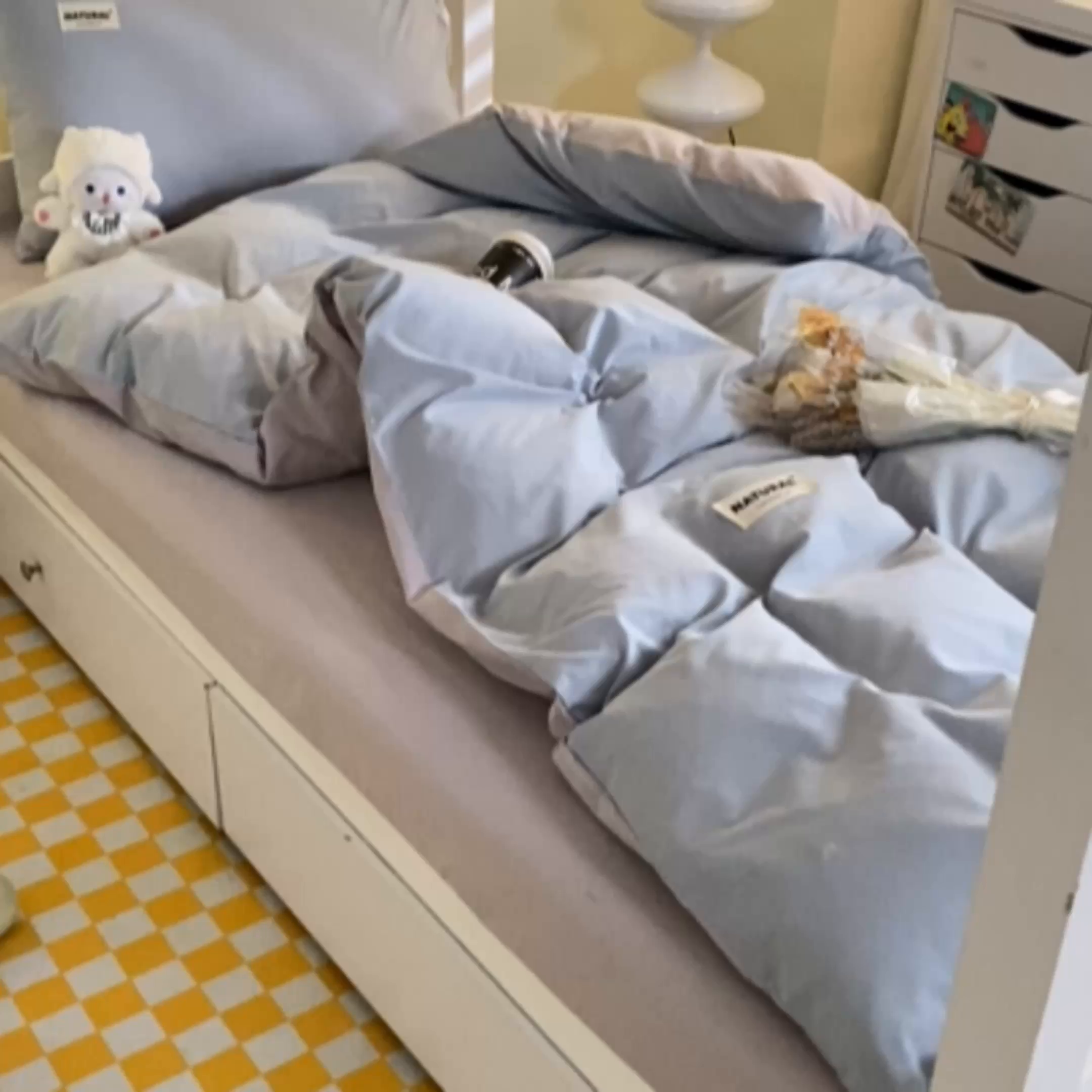 91家纺网 家纺一手货源 找家纺 佳汐蓝家纺 2025新款A类全棉水洗棉学生三件套 贴标-海青+山灰