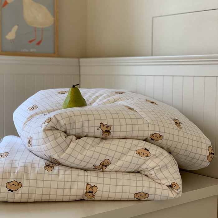 91家纺网 家纺一手货源 找家纺 汇庭2025秋冬新款全棉大豆被 快乐狗白