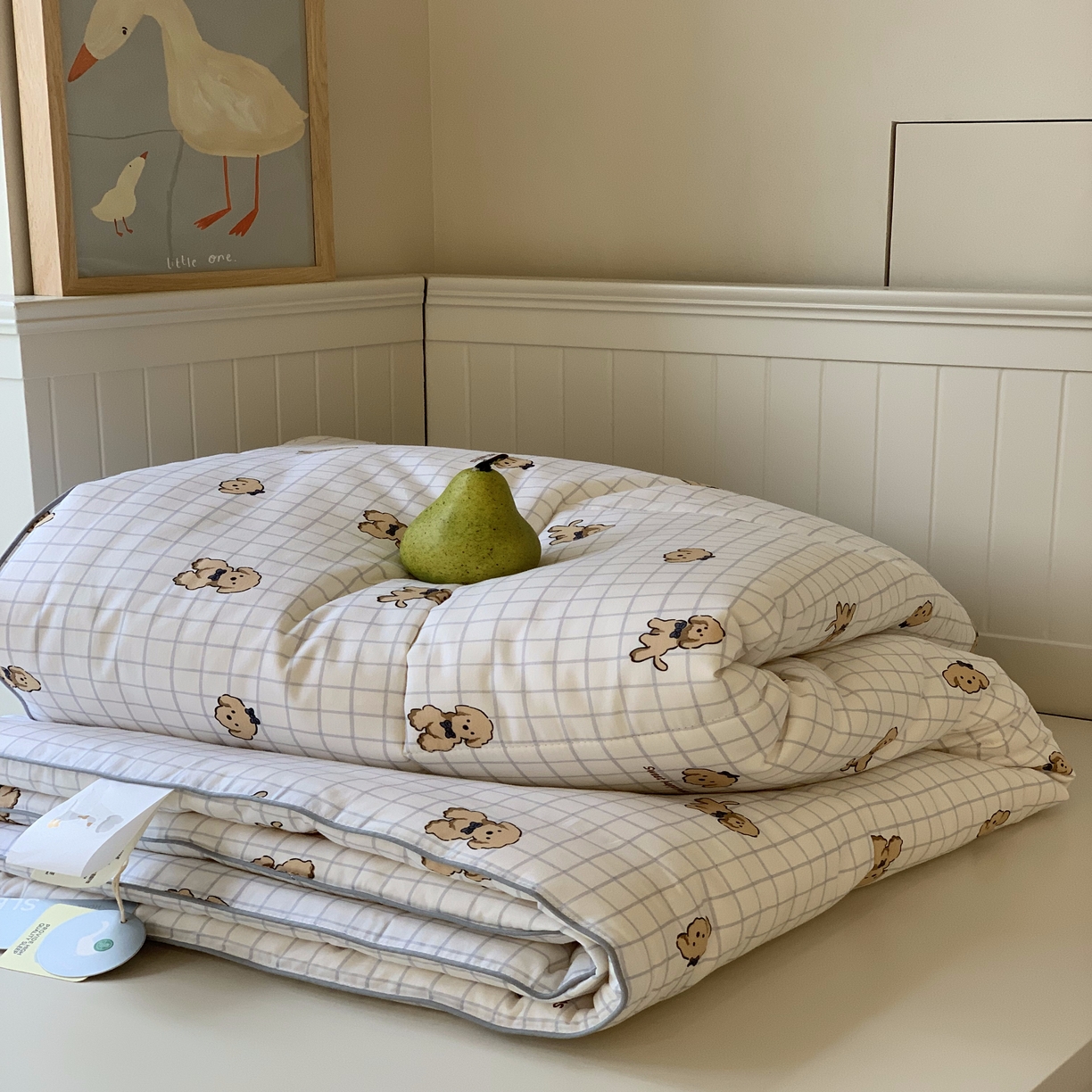 91家纺网 家纺一手货源 找家纺 汇庭2025秋冬新款全棉大豆被 快乐狗白