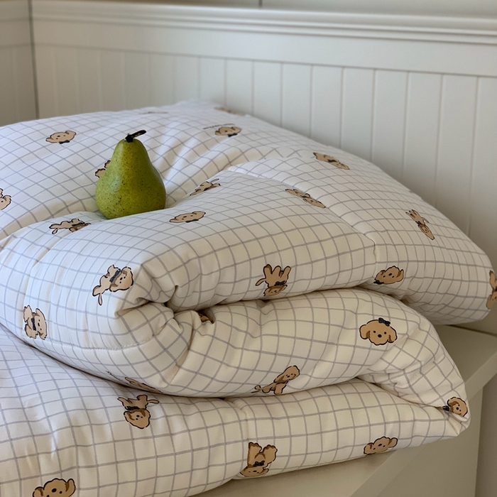 91家纺网 家纺一手货源 找家纺 汇庭2025秋冬新款全棉大豆被 快乐狗白