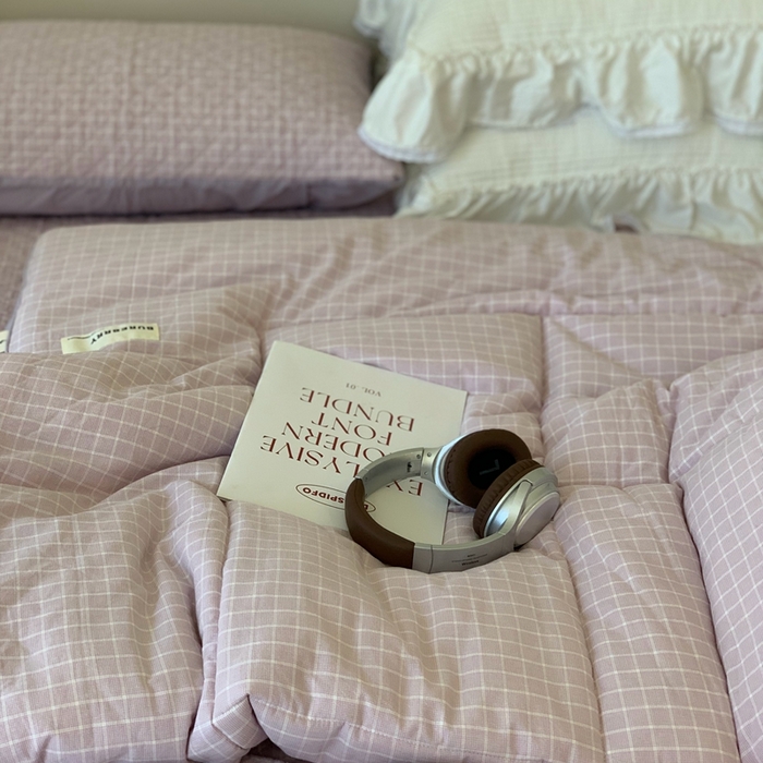 91家纺网 家纺一手货源 找家纺 汇庭2025新款·良品两件套（学生季春秋） 床盖·良品淡紫（春秋·胡桃格淡紫