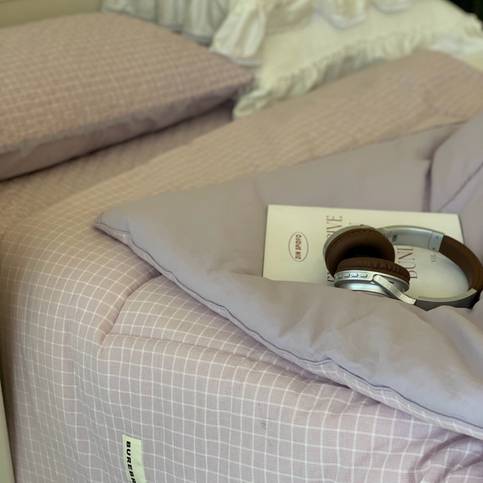 91家纺网 家纺一手货源 找家纺 汇庭2025新款·良品两件套（学生季春秋） 床盖·良品淡紫（春秋·胡桃格淡紫