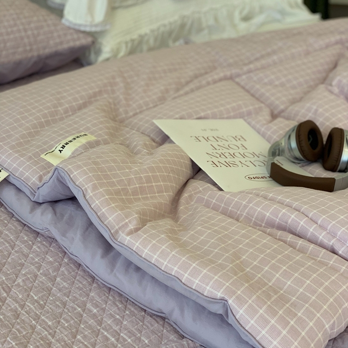 91家纺网 家纺一手货源 找家纺 汇庭2025新款·良品两件套（学生季春秋） 床盖·良品淡紫（春秋·胡桃格淡紫