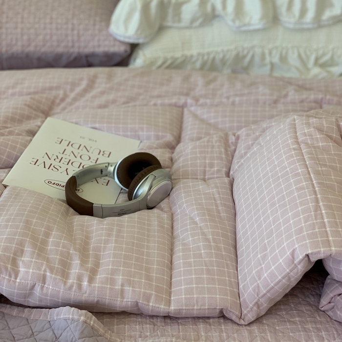 91家纺网 家纺一手货源 找家纺 汇庭2025新款·良品两件套（学生季春秋） 床盖·良品淡紫（春秋·胡桃格淡紫