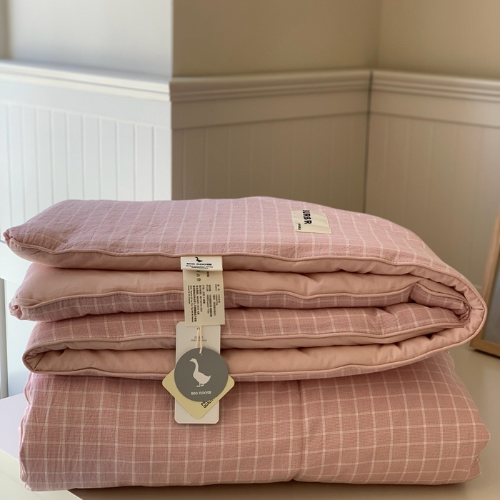 汇庭2025新款·良品两件套（学生季春秋） 床盖·良品粉（春秋·胡桃格粉