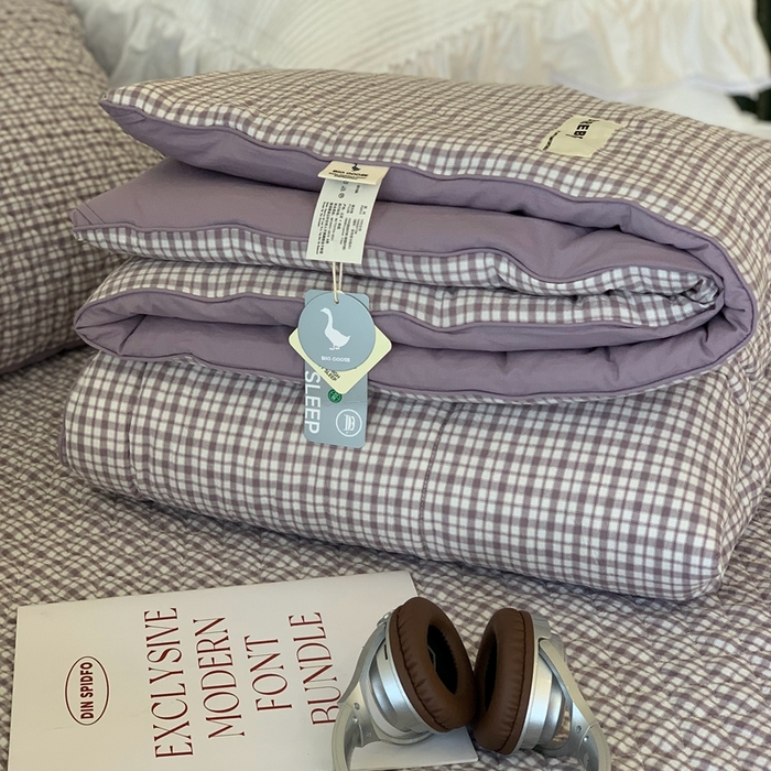 91家纺网 家纺一手货源 找家纺 汇庭2025新款·良品两件套（学生季春秋） 床盖·良品灰（春秋·胡桃格灰