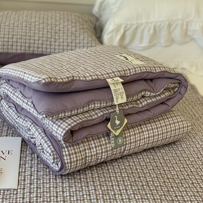 91家纺网 家纺一手货源 找家纺 汇庭2025新款·良品两件套（学生季春秋） 床盖·良品灰（春秋·胡桃格灰