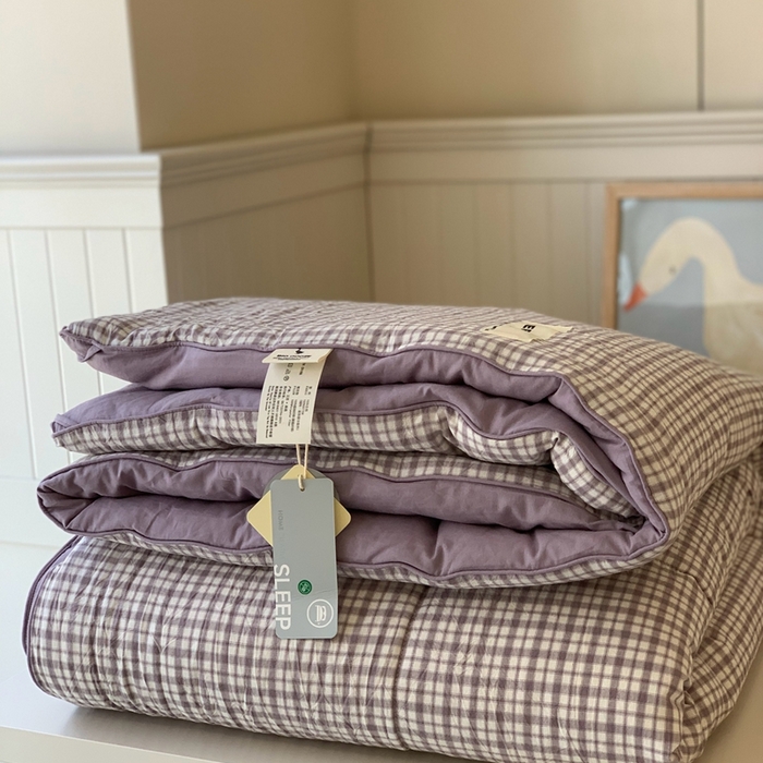 91家纺网 家纺一手货源 找家纺 汇庭2025新款·良品两件套（学生季春秋） 床盖·良品灰（春秋·胡桃格灰