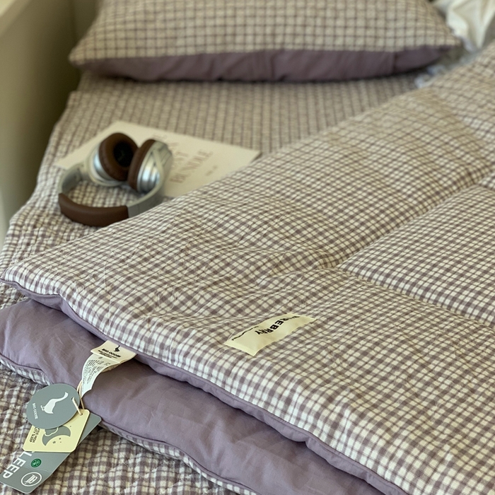 91家纺网 家纺一手货源 找家纺 汇庭2025新款·良品两件套（学生季春秋） 床盖·良品灰（春秋·胡桃格灰