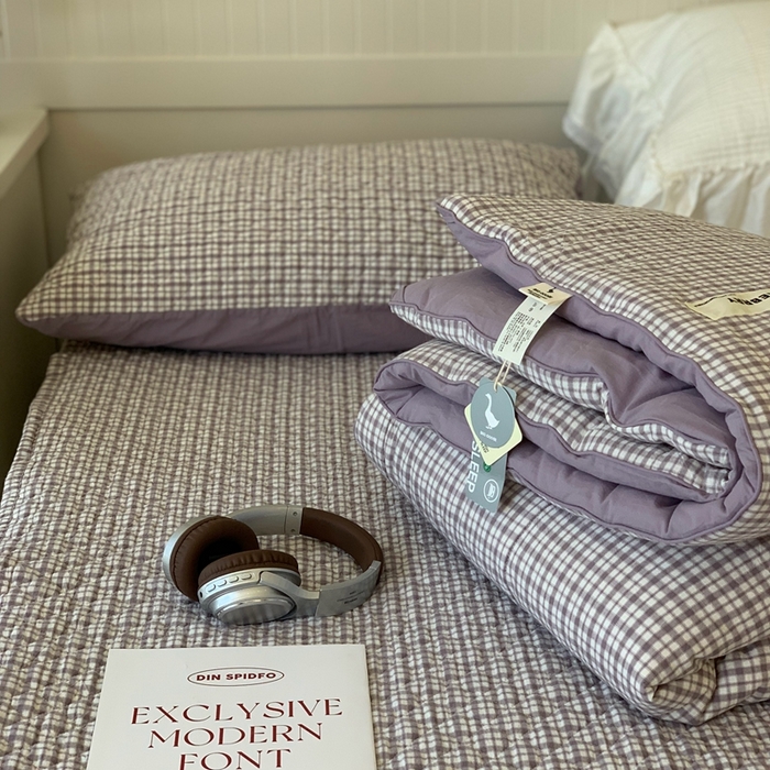 91家纺网 家纺一手货源 找家纺 汇庭2025新款·良品两件套（学生季春秋） 床盖·良品灰（春秋·胡桃格灰