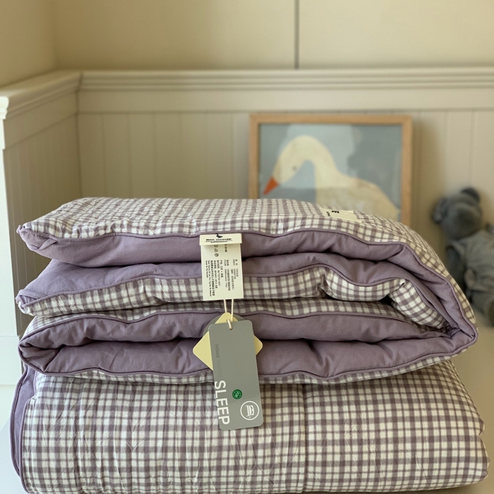 91家纺网 家纺一手货源 找家纺 汇庭2025新款·良品两件套（学生季春秋） 床盖·良品灰（春秋·胡桃格灰