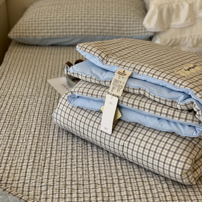 91家纺网 家纺一手货源 找家纺 汇庭2025新款·良品两件套（学生季春秋） 床盖·良品蓝莓（春秋·苏格兰灰