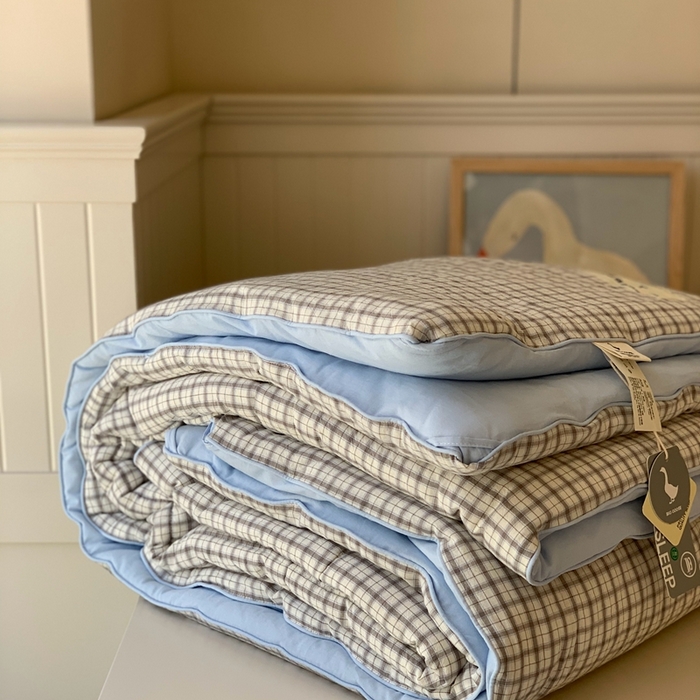 91家纺网 家纺一手货源 找家纺 汇庭2025新款·良品两件套（学生季春秋） 床盖·良品蓝莓（春秋·苏格兰灰