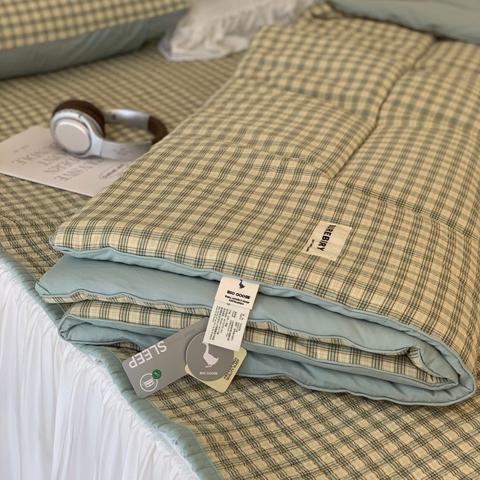 91家纺网 家纺一手货源 找家纺 汇庭2025新款·良品两件套（学生季春秋） 床盖·良品抹茶（春秋·苏格兰绿