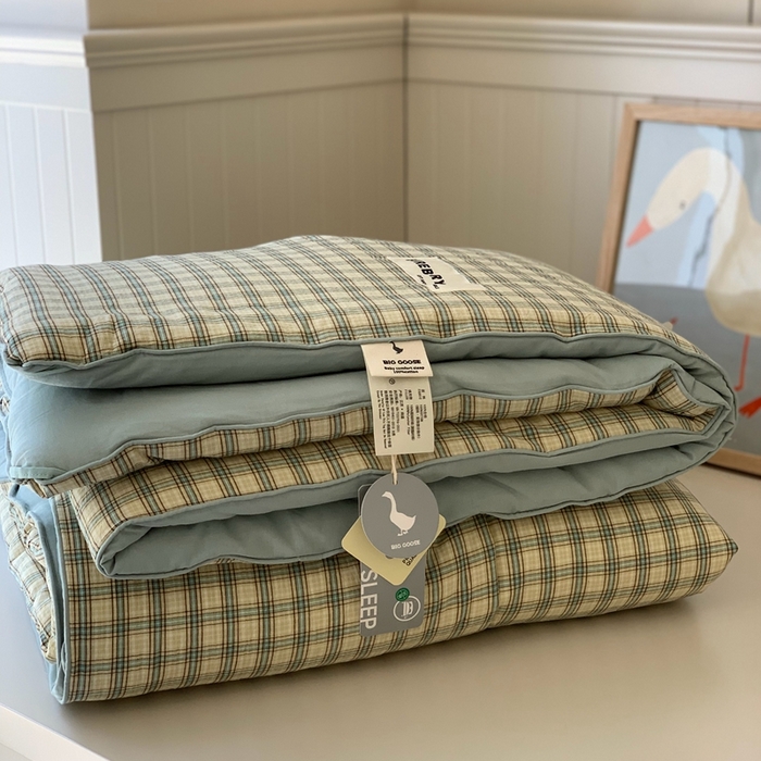 91家纺网 家纺一手货源 找家纺 汇庭2025新款·良品两件套（学生季春秋） 床盖·良品抹茶（春秋·苏格兰绿