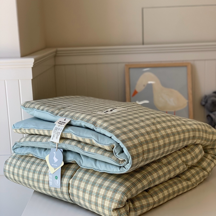 91家纺网 家纺一手货源 找家纺 汇庭2025新款·良品两件套（学生季春秋） 床盖·良品抹茶（春秋·苏格兰绿