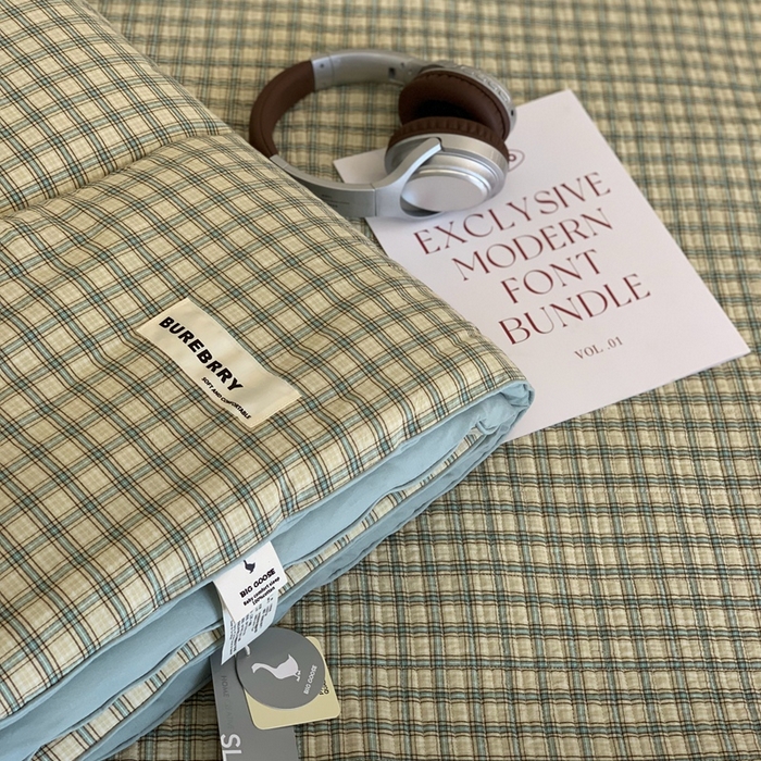 91家纺网 家纺一手货源 找家纺 汇庭2025新款·良品两件套（学生季春秋） 床盖·良品抹茶（春秋·苏格兰绿