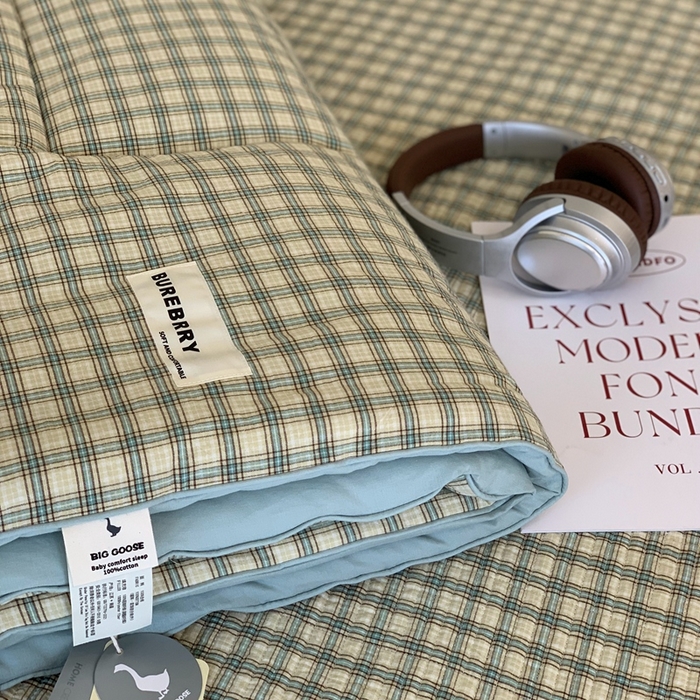 91家纺网 家纺一手货源 找家纺 汇庭2025新款·良品两件套（学生季春秋） 床盖·良品抹茶（春秋·苏格兰绿