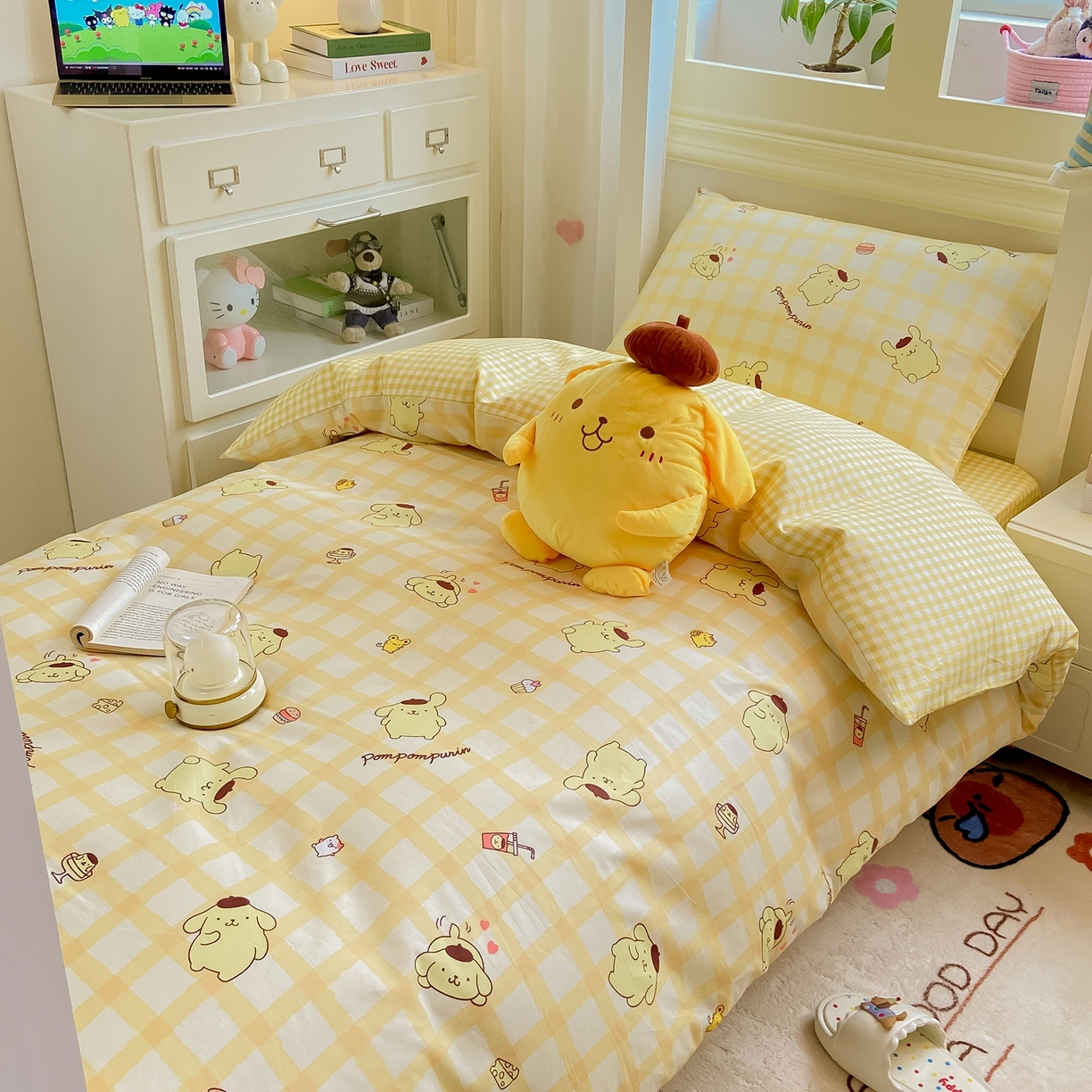 91家纺网 家纺一手货源 找家纺 （总）博雅 2025春夏新款三丽鸥全棉纯棉卡通学生宿舍三件套上下铺三件套-小版