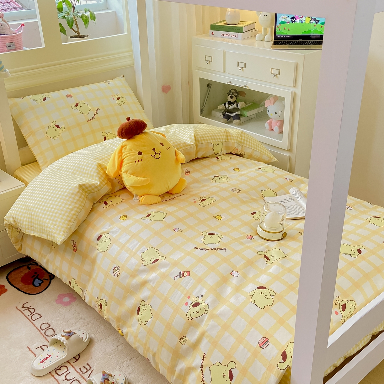 91家纺网 家纺一手货源 找家纺 （总）博雅 2025春夏新款三丽鸥全棉纯棉卡通学生宿舍三件套上下铺三件套-小版