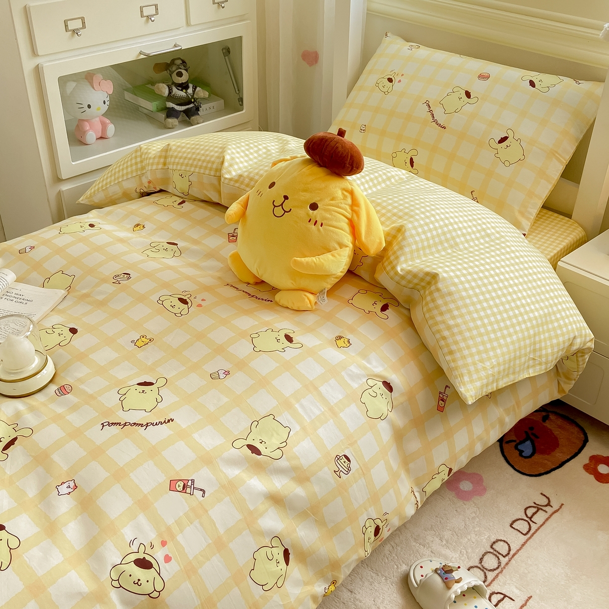 91家纺网 家纺一手货源 找家纺 （总）博雅 2025春夏新款三丽鸥全棉纯棉卡通学生宿舍三件套上下铺三件套-小版