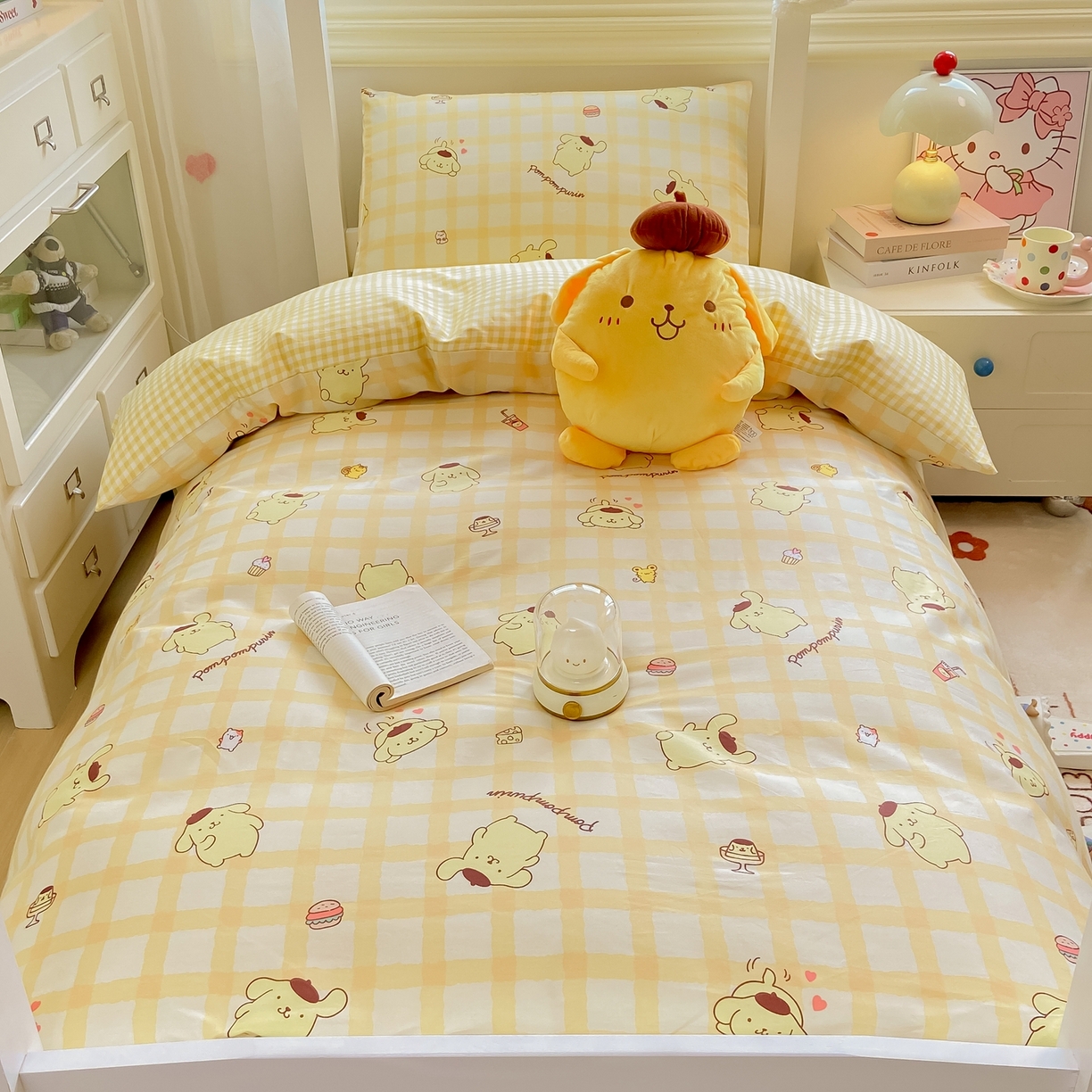 91家纺网 家纺一手货源 找家纺 （总）博雅 2025春夏新款三丽鸥全棉纯棉卡通学生宿舍三件套上下铺三件套-小版