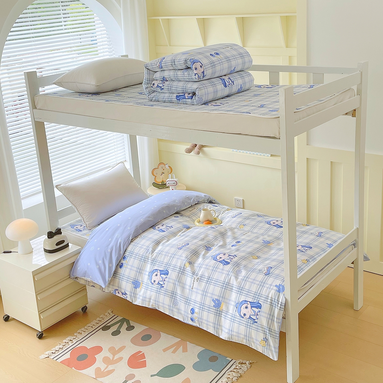 91家纺网 家纺一手货源 找家纺 （总）金鑫汇家纺2025新款全棉纯棉宿舍印花学生宿舍上下铺三件套单被套