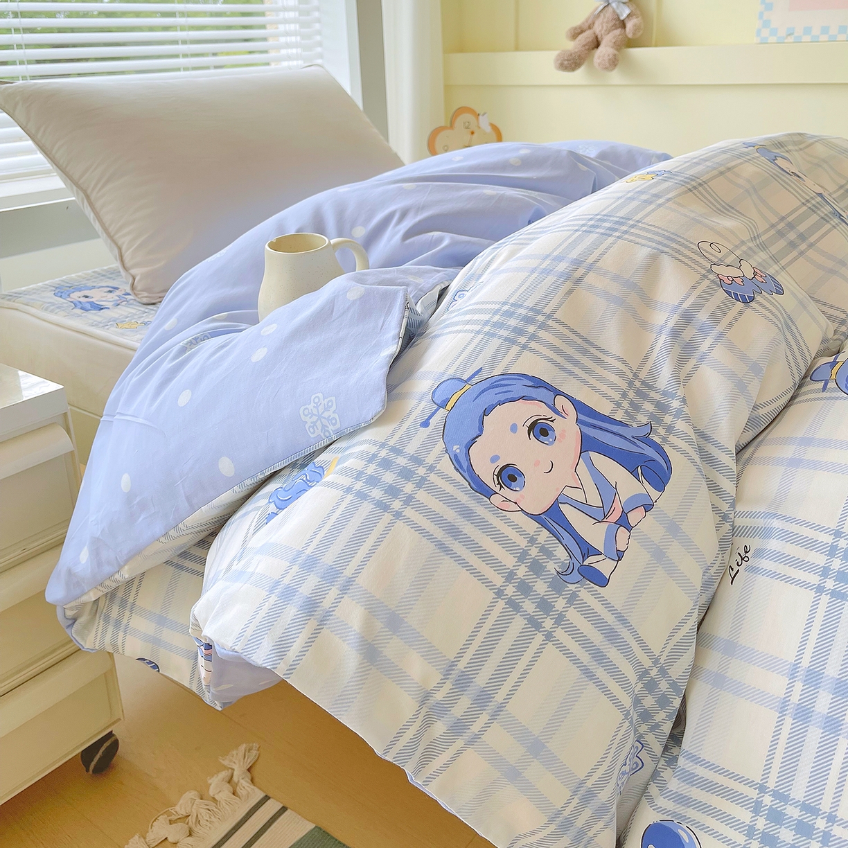 （总）金鑫汇家纺2025新款全棉纯棉宿舍印花学生宿舍上下铺三件套单被套