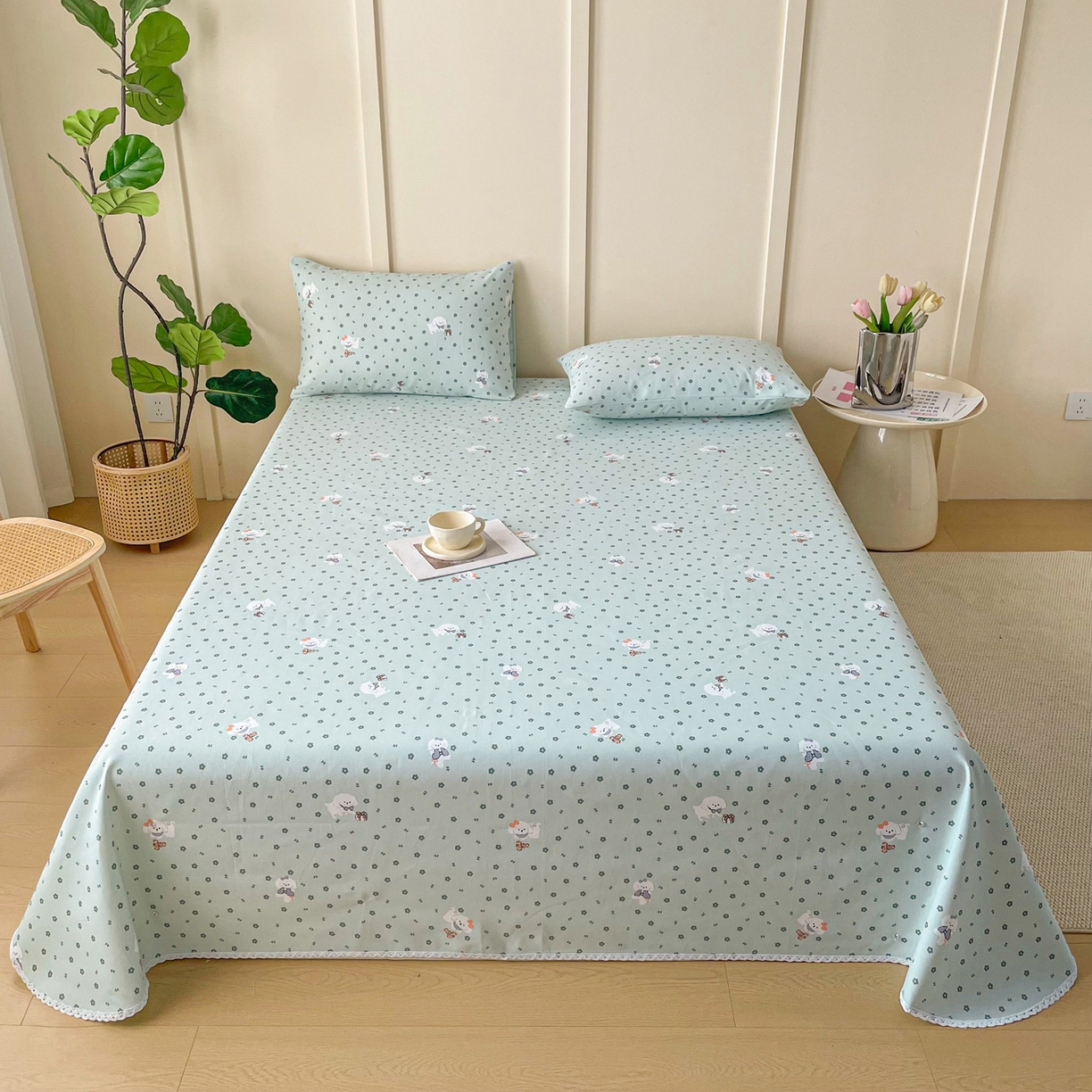 91家纺网 家纺一手货源 找家纺 （总）首爱家纺2025新款花边款老粗布床单