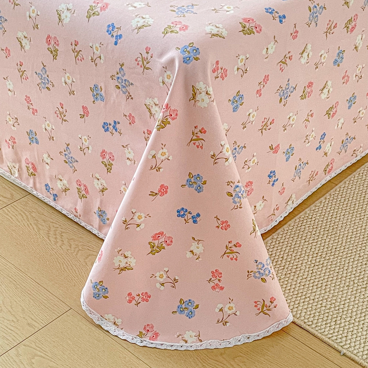 91家纺网 家纺一手货源 找家纺 首爱家纺2025新款花边款老粗布床单 兰恋花